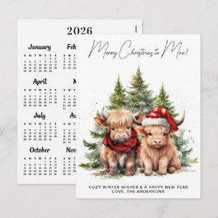 Gemütliche Highland-Kuh 2027 Kalender Weihnachtska Feiertagspostkarte
