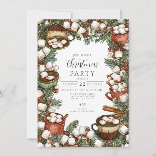 Gemütliche Hot Cocoa Tasse Frohe Weihnachten Einladung (Vorderseite)
