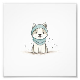 Gemütliche Husky Illustration - Adorable Welpe im  Fotodruck