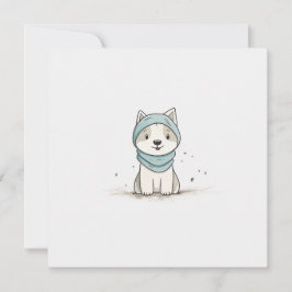Gemütliche Husky Illustration - Adorable Welpe in Feiertagskarte