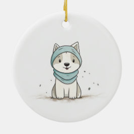 Gemütliche Husky Illustration - Adorable Welpe in  Keramik Ornament