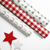 "Gemütliche Hütte, Antler, Buffalo Kariert Geschenkpapier Set