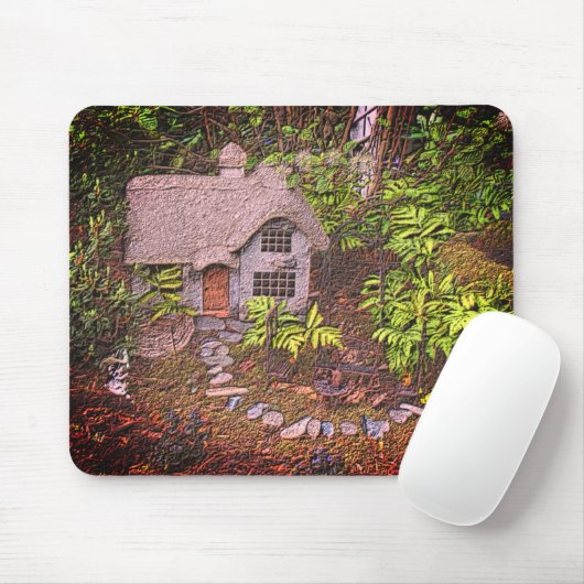 Gemütliche Hütte Blumengarten Natur Kunst, Dichtun Mousepad (Mit Mouse)