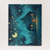 Gemütliche Hütte, die unter dem Halbmond glüht Puzzle (Vertikal)