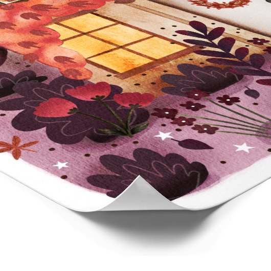 Gemütliche Hütte im Herbst mit Herbstlauben Poster (Ecke)