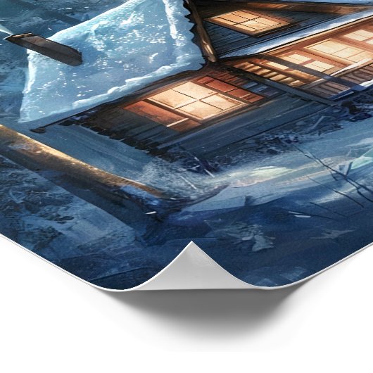 Gemütliche Hütte im Snowy Forest Poster (Ecke)
