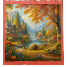 Gemütliche Hütte im Wald Duschvorhang