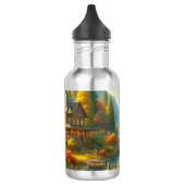 Gemütliche Hütte im Wald Edelstahlflasche (Links)