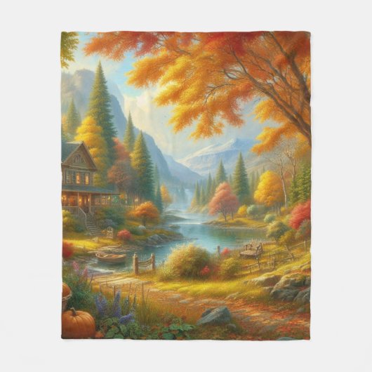 Gemütliche Hütte im Wald Fleecedecke (Vorderseite)