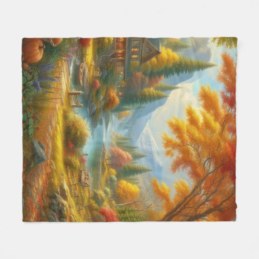 Gemütliche Hütte im Wald Fleecedecke (Vorderseite (Horizontal))