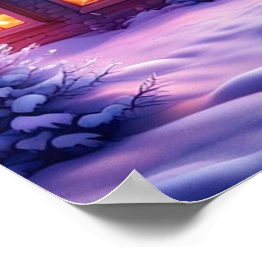 Gemütliche Hütte im Winter Wonderland Poster (Ecke)