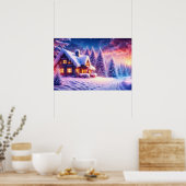 Gemütliche Hütte im Winter Wonderland Poster (Küche)