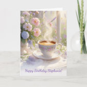 Gemütliche Hütte Kaffee & Wildblumen Geburtstag Karte (Vorderseite)