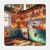 Gemütliche Hütte Kitsch Retro Personalisiertes Wei Ornament Aus Metall (Vorderseite)