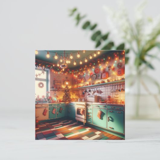 Gemütliche Hütte Kitsch Retro Weihnachten (Stehend Vorderseite)