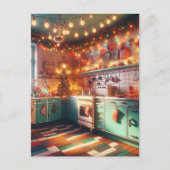 Gemütliche Hütte Kitsch Retro Weihnachten Postkarte (Vorderseite)