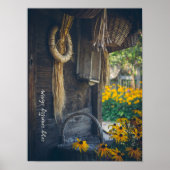 Gemütliche Hütte mit gelben Blumen Poster (Vorne)
