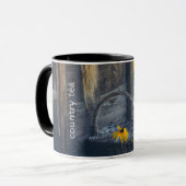 Gemütliche Hütte mit gelben Blumen Tasse (Vorderseite Links)