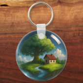 Gemütliche Hütte Natur Schlüsselanhänger - Baum & (Vorderseite)