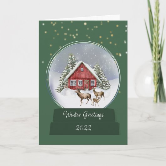Gemütliche Hütte Snow Globe Weihnachtskarte Karte (Vorderseite)