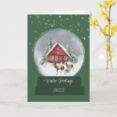 Gemütliche Hütte Snow Globe Weihnachtskarte Karte (Gelbe Blume)