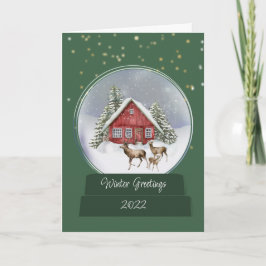 Gemütliche Hütte Snow Globe Weihnachtskarte Karte