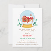 Gemütliche Hütte Snowman Snow Globe Weihnachts-Par Einladung (Vorderseite)