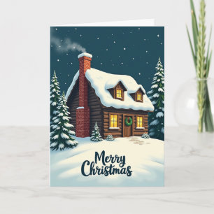 Gemütliche Hütten-Weihnachtskarte Karte