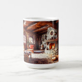 Gemütliche Hütten-Wohnzimmer-Dekoration Kaffeetasse (Mittel)