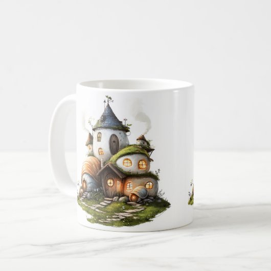 Gemütliche Hütten zur Muschel Kaffeetasse (Vorderseite Links)