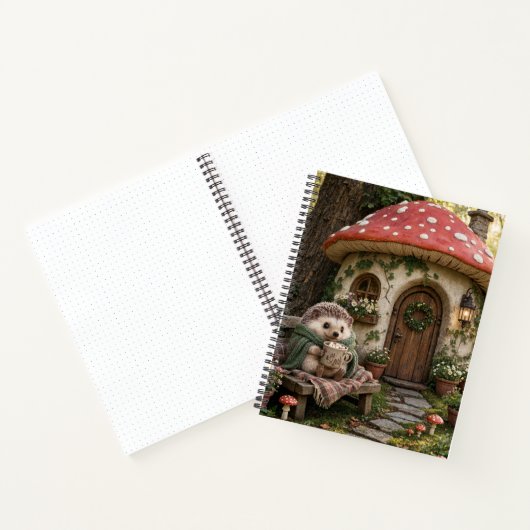 Gemütliche Igel-Pilz-Hütte-Kunst Notizblock (Innenseite)