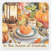 Gemütliche Jahreszeit der Dankbarkeit Warm Thankgi Quadratischer Aufkleber (Vorderseite)