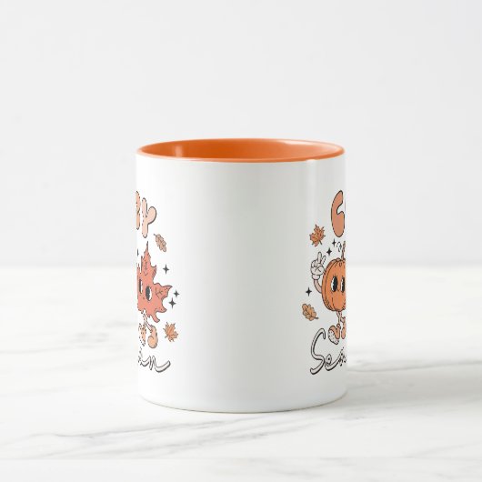 Gemütliche Jahreszeit, Fall Vibes Tasse, Retro Fal Tasse (Zentrum)