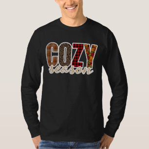 Gemütliche Jahreszeit Karo Leopard Herbst Stimmung T-Shirt