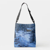 "Gemütliche Kabine im Schnee" Tote Tasche (Rückseite)