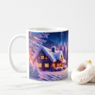 Gemütliche Kabine im Winter Wonderland Tasse Kaffe