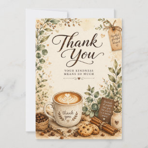 Gemütliche Kaffee-Dankeskkarte für Freunde und Kaf Dankeskarte