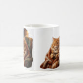 Gemütliche Kaffee-Katzen-Illustration Kaffeetasse (Mittel)