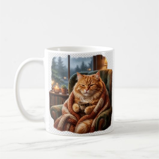 Gemütliche Kaffee-Katzen-Illustration Kaffeetasse (Links)