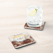 Gemütliche Kaffeetasse und Untersetzer mit Kaffeeb (Rechte Seite)