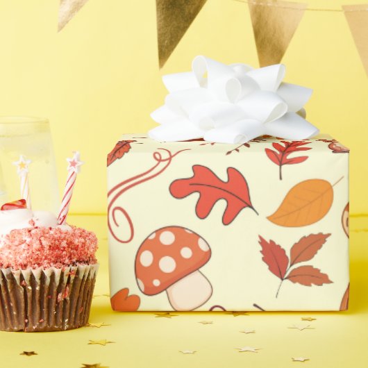 Gemütliche Kastanien und Blätter Nahtloses Verpack Geschenkpapier (Geburtstagsparty)