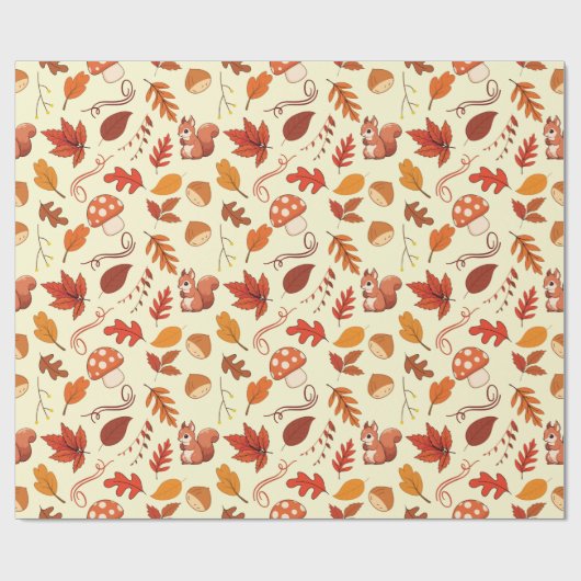 Gemütliche Kastanien und Blätter Nahtloses Verpack Geschenkpapier (Flach)