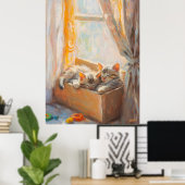 Gemütliche Kätzchen Schlafen im Sonnenlicht - Impr Poster (Heimbüro)