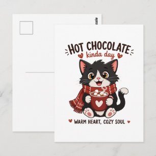 Gemütliche Katze Heiße Schokolade Illustration Postkarte
