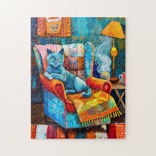 Gemütliche Katze im Sessel Puzzle (Vertikal)