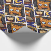 Gemütliche Katze in einem Blumenstrauß mit BuchIll Geschenkpapier (Ecke)