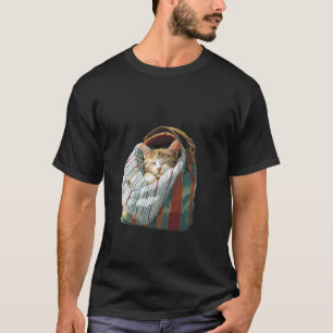 Gemütliche Katze schlafend in Tasche Grafik Kunst T-Shirt