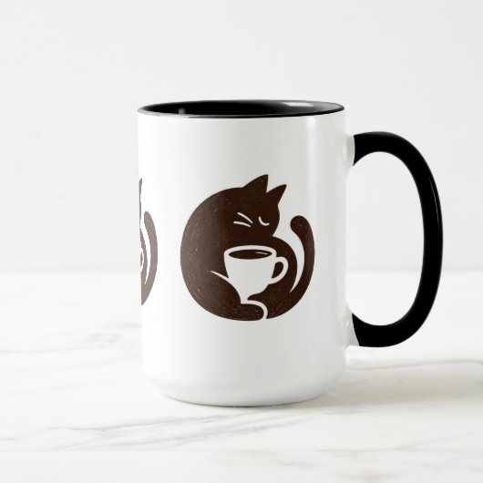 Gemütliche Katze und Kaffeetasse (Rechts)