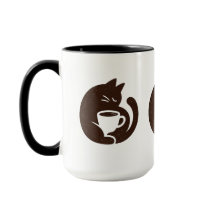Gemütliche Katze und Kaffeetasse