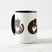 Gemütliche Katze und Kaffeetasse (Vorderseite Links)